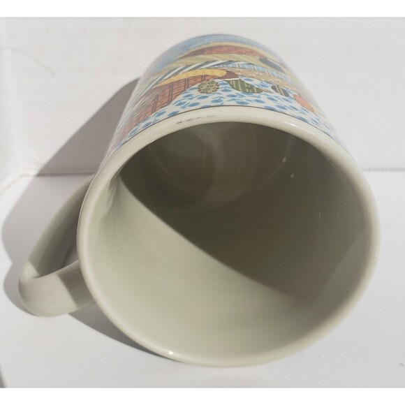 Vintage Otagiri Coffee Mug Patchwork Quilted Mallard Ducks On Pond Japan - Picture 6 of 10